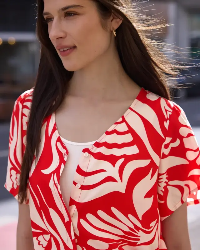 Street One Studio Bluse Blumenprint - Chili Red