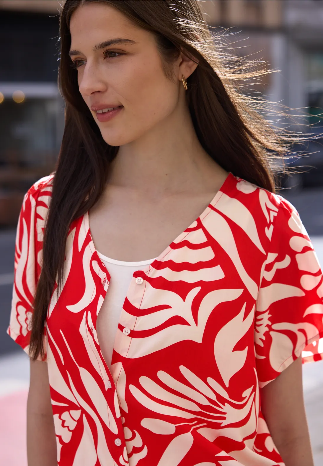 Street One Studio Blouse Floral Print - Chili Red