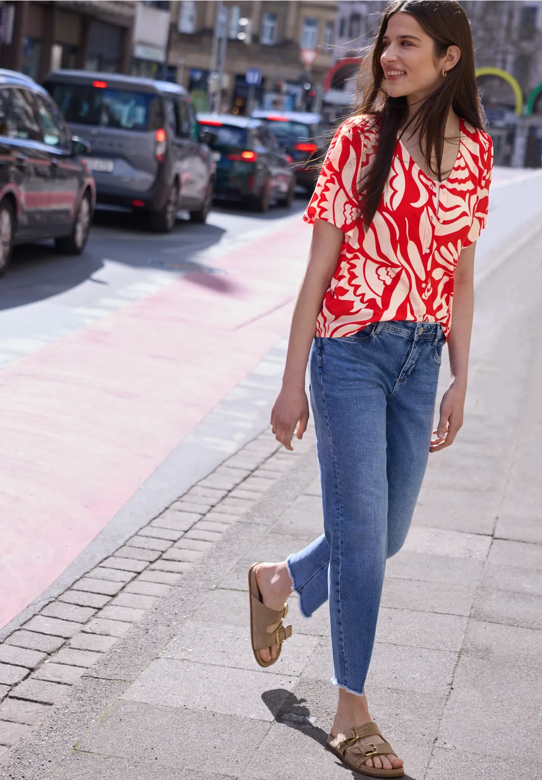 Street One Studio Blouse Floral Print - Chili Red