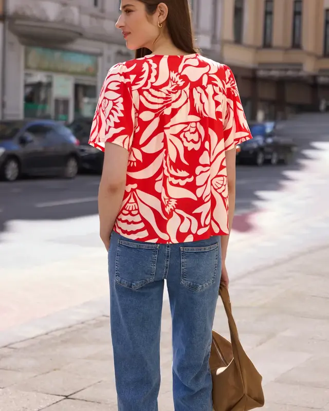 Street One Studio Bluse Blumenprint - Chili Red