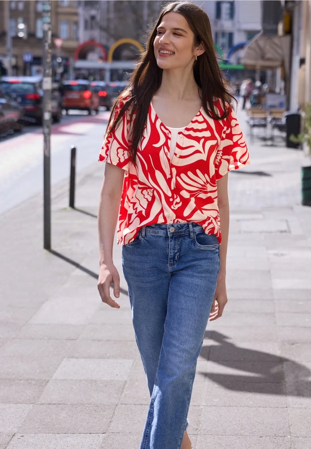 Street One Studio Blouse Floral Print - Chili Red