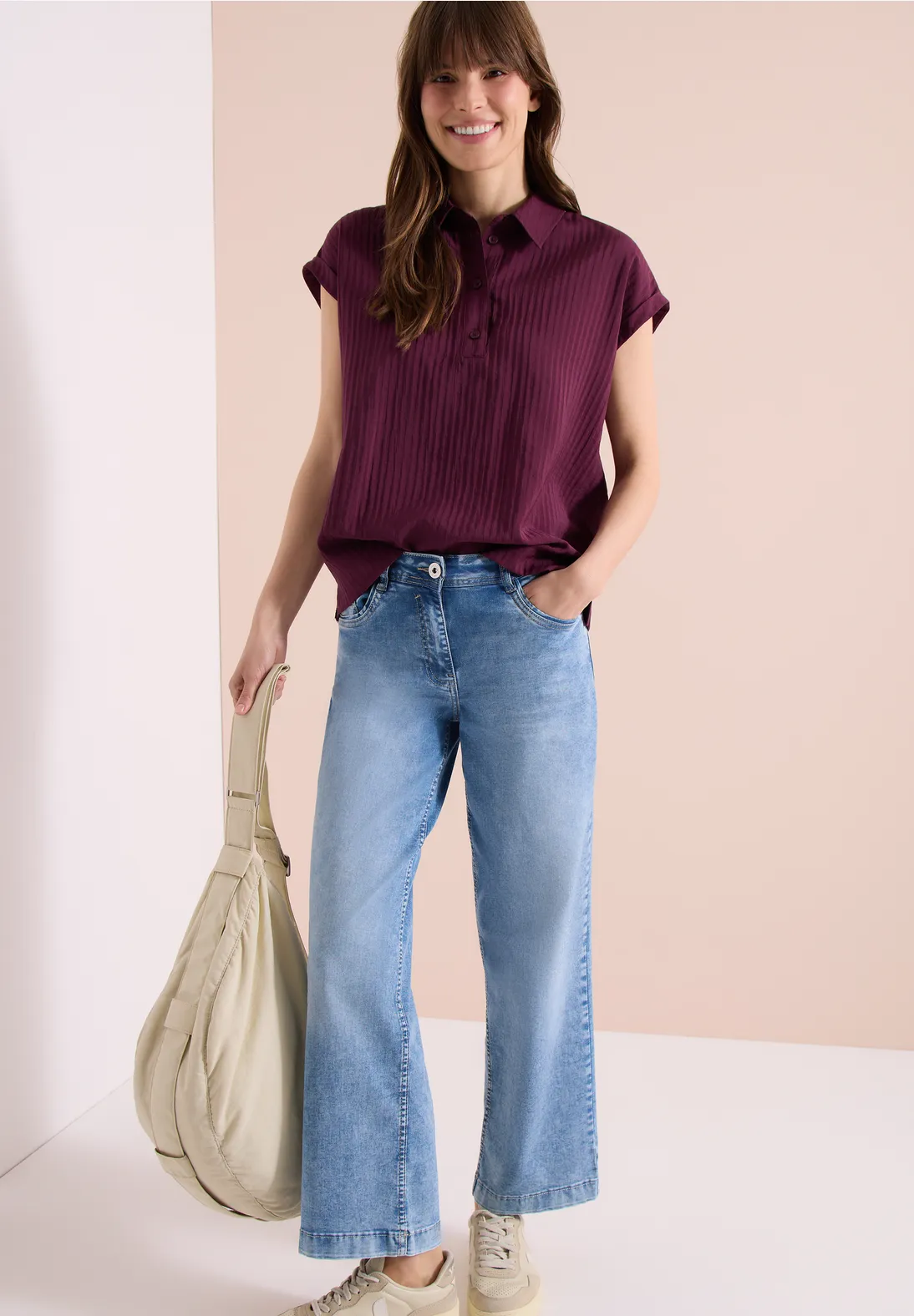 Cecil Struktur Bluse - Sweet Grape Red