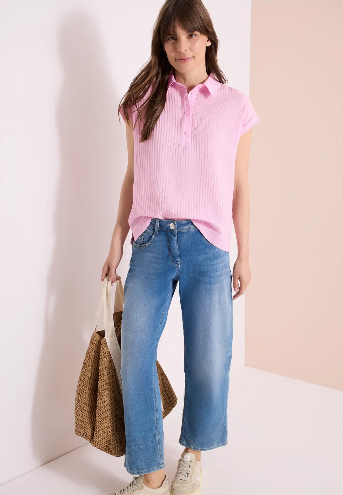 Cecil Structured Blouse - Light Blush Rose