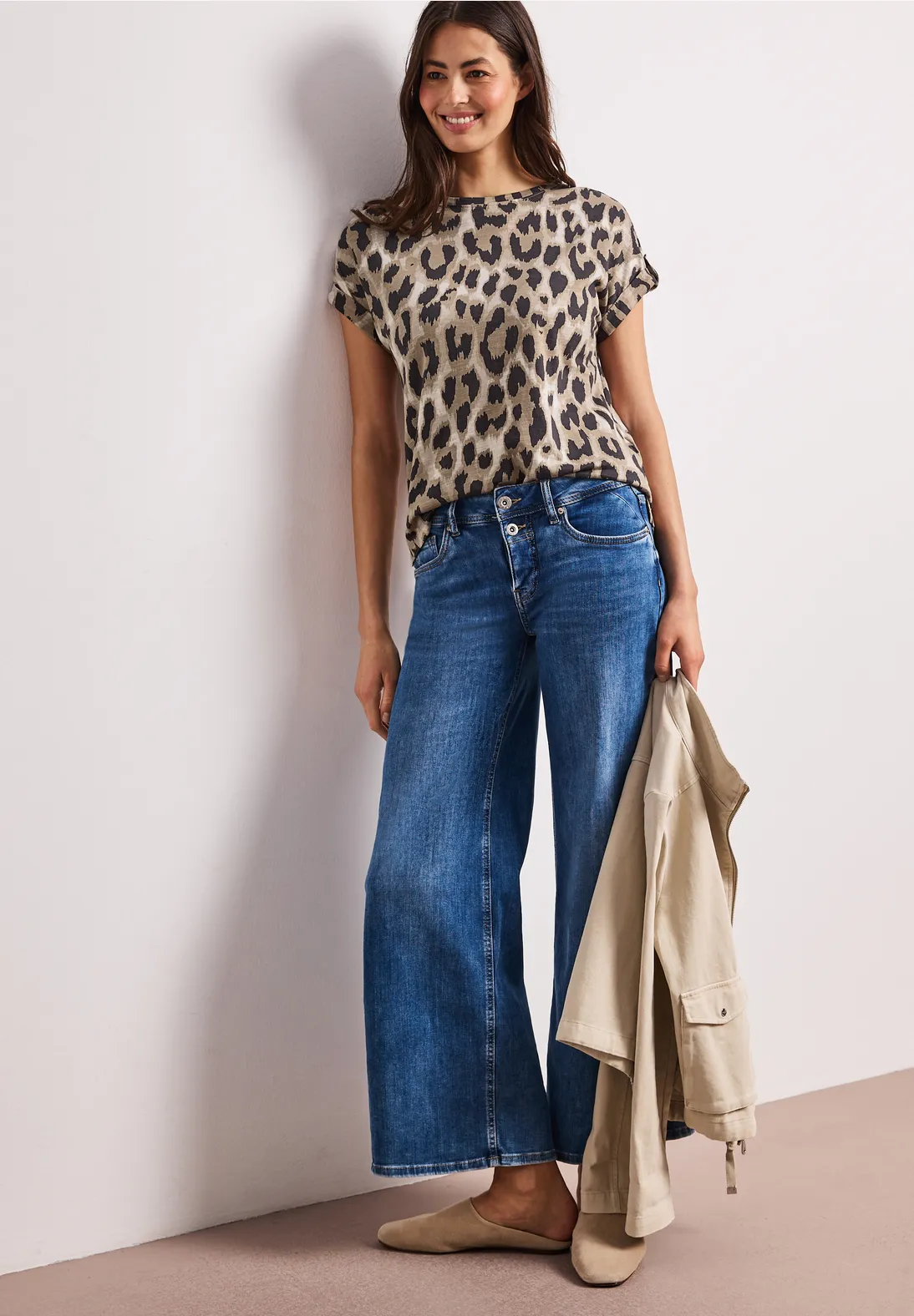 Street One Shirt Leo Patroon - Timeless Beige