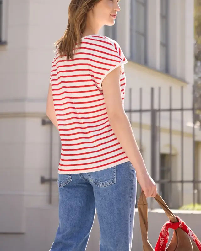 Street One Studio Shirt with Stripes - Chili Red