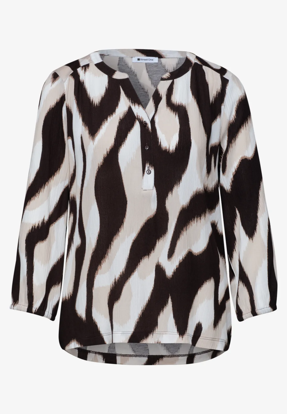 Street One Materiaalmix Shirt - Espresso Brown