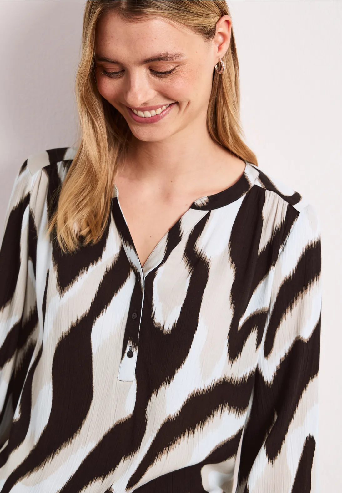 Street One Materiaalmix Shirt - Espresso Brown