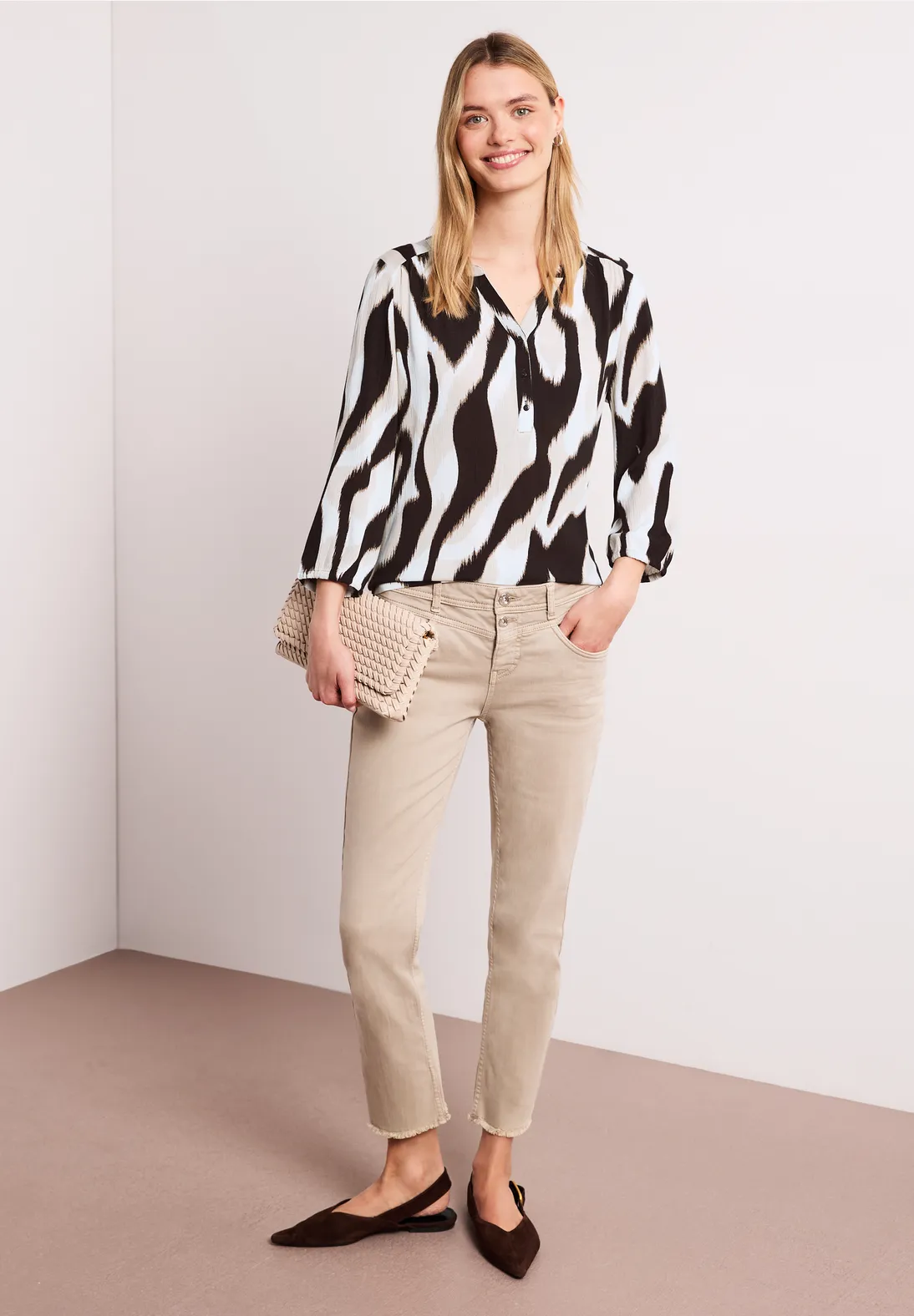 Street One Materiaalmix Shirt - Espresso Brown