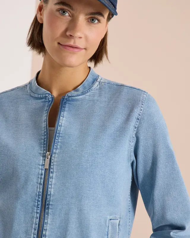 Cecil Denim Blouson - Light Blue Used Wash