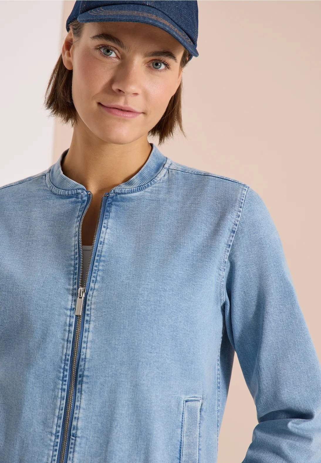 Cecil Denim Blouson - Light Blue Used Wash