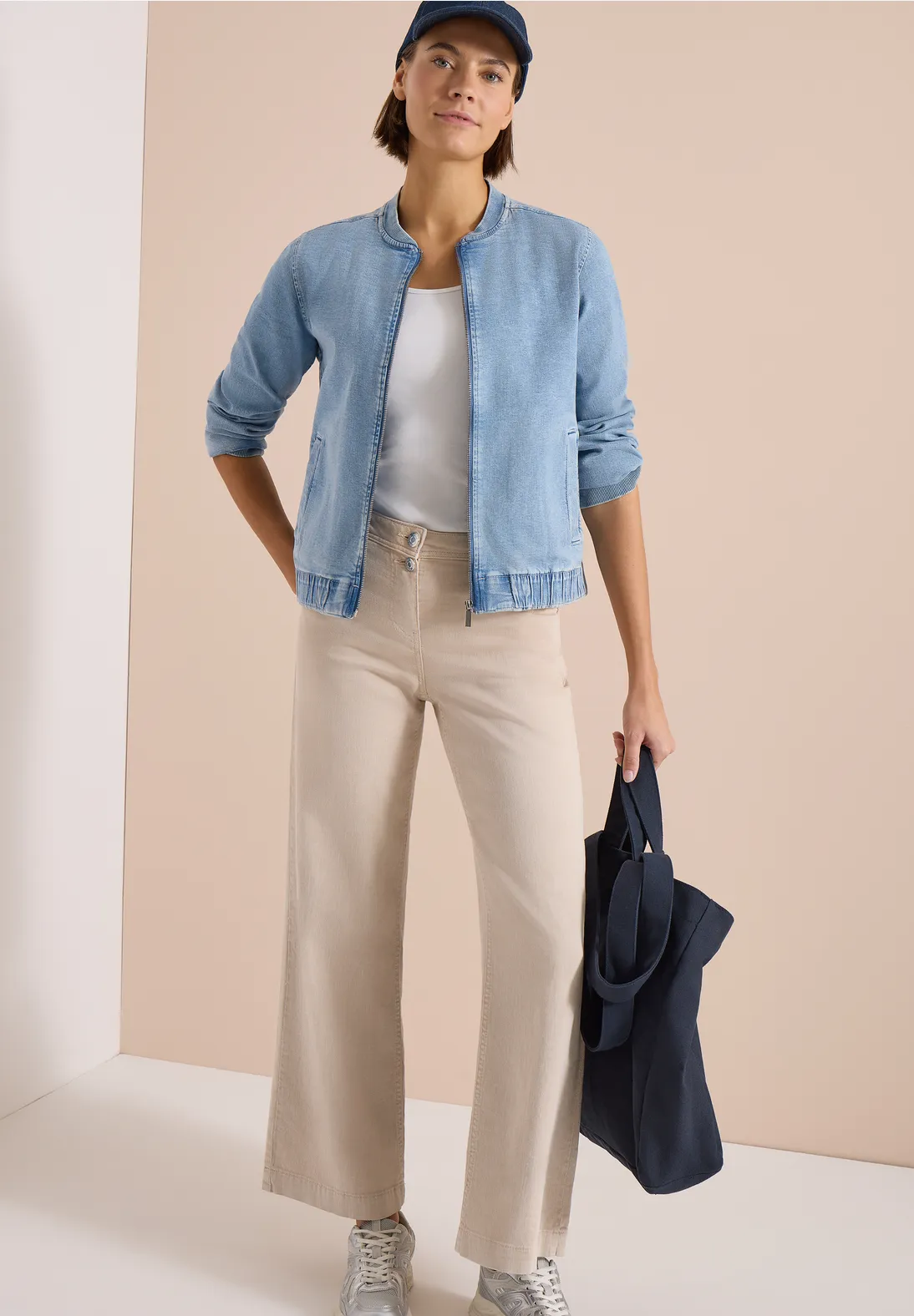 Cecil Denim Blouson - Light Blue Used Wash