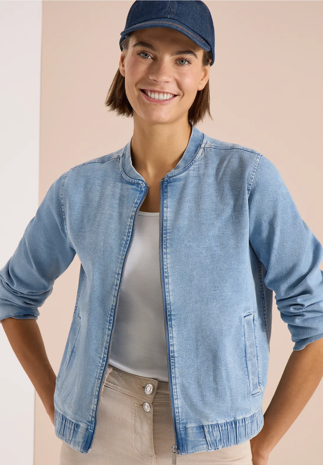 Cecil Denim Blouson - Light Blue Used Wash