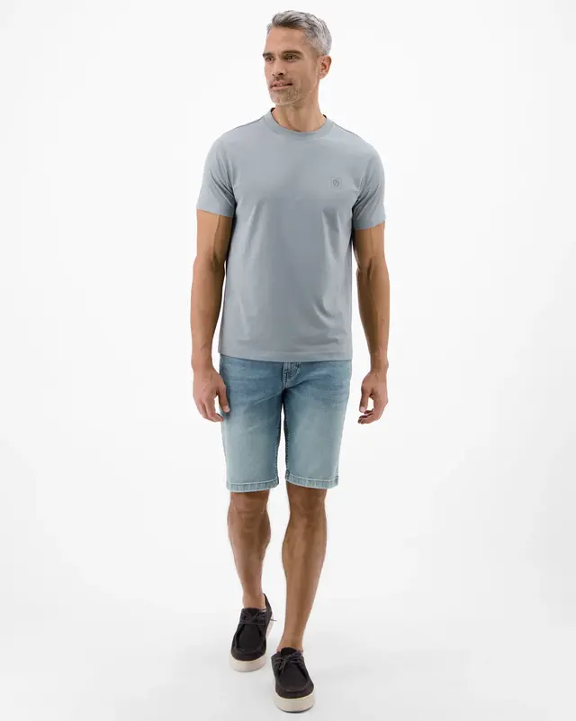 Lerros Flexibele Denim Short - Light Blue Used Wash
