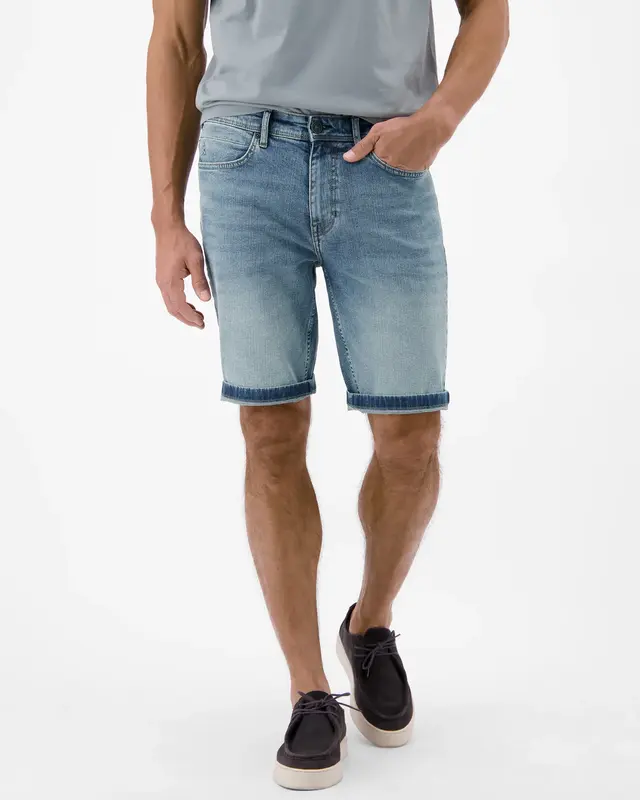 Lerros Flexibele Denim Short - Light Blue Used Wash