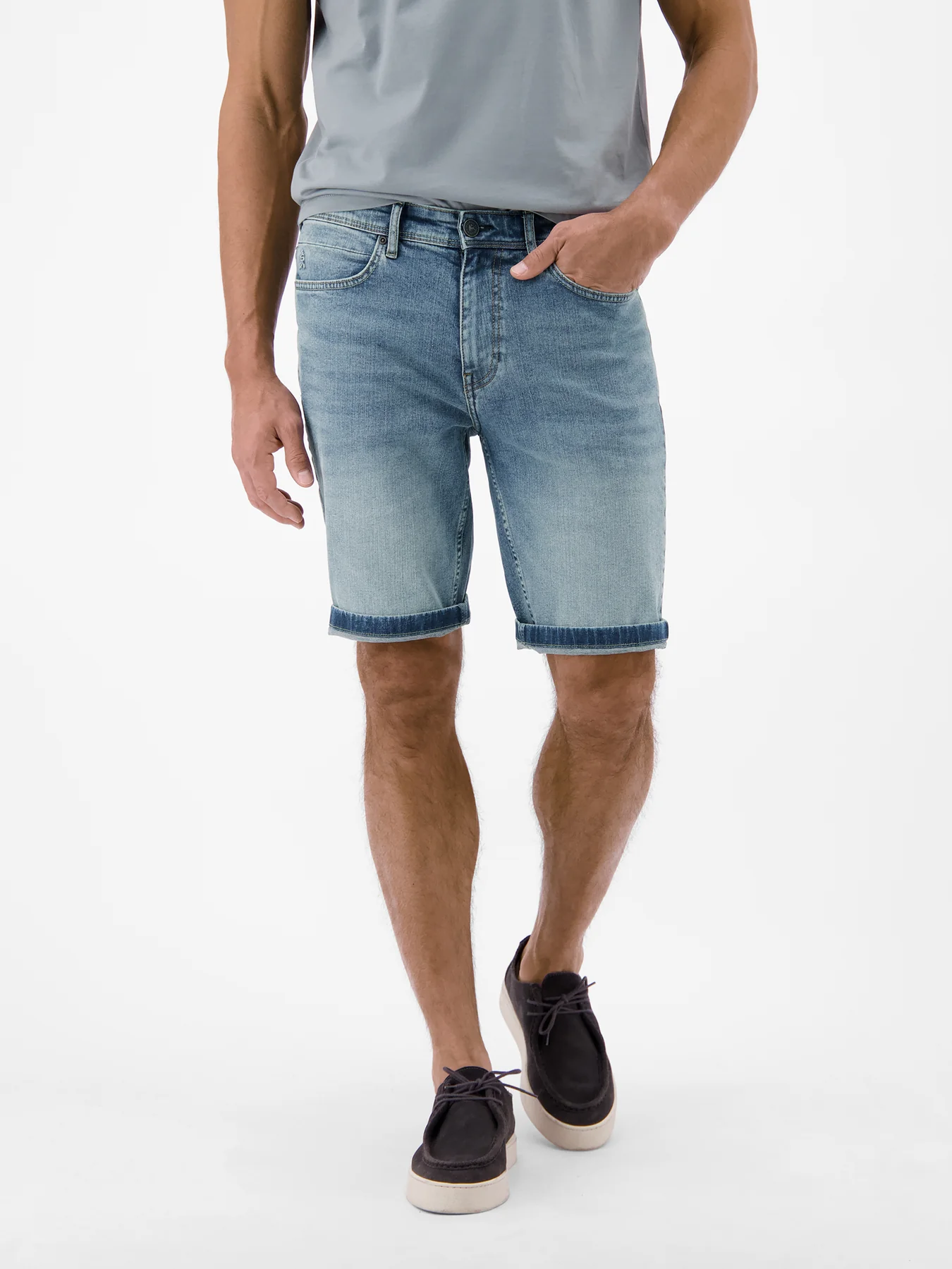 Lerros Denim Short - Light Blue Used Wash
