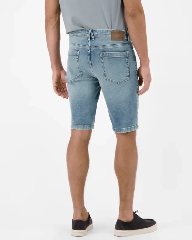 Lerros Flexibele Denim Short - Light Blue Used Wash