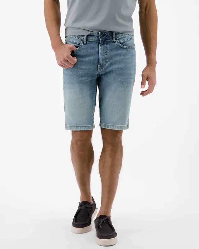 Lerros Flexibele Denim Short - Light Blue Used Wash
