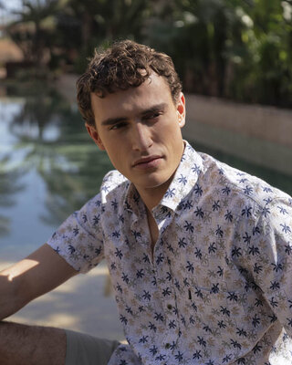 Giordano Palm Print Overhemd Korte Mouw - Green