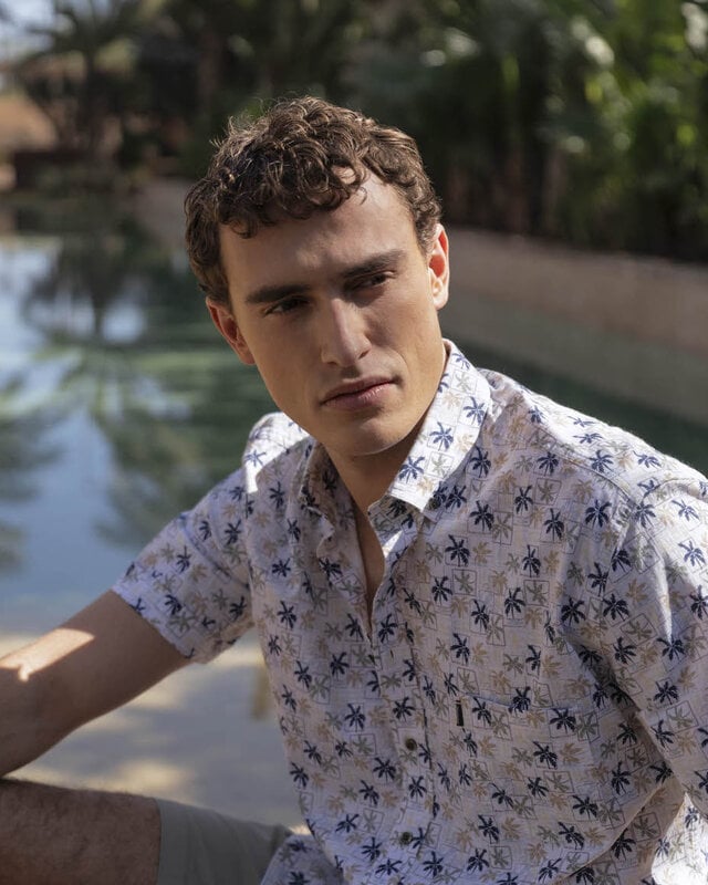 Giordano Palm Print Overhemd Korte Mouw - Green