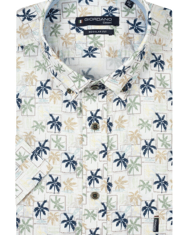 Giordano Palm Print Kurzarm Hemd - Green