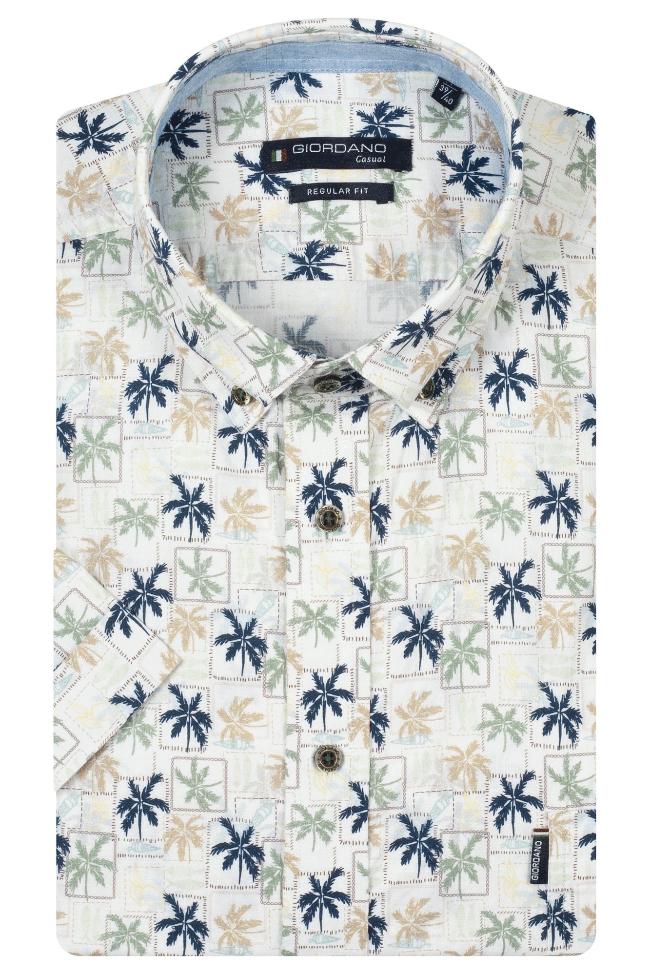 Giordano Palm Print Overhemd Korte Mouw - Green