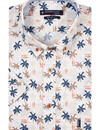 Giordano Palm Print Kurzarm Hemd - Dark Red