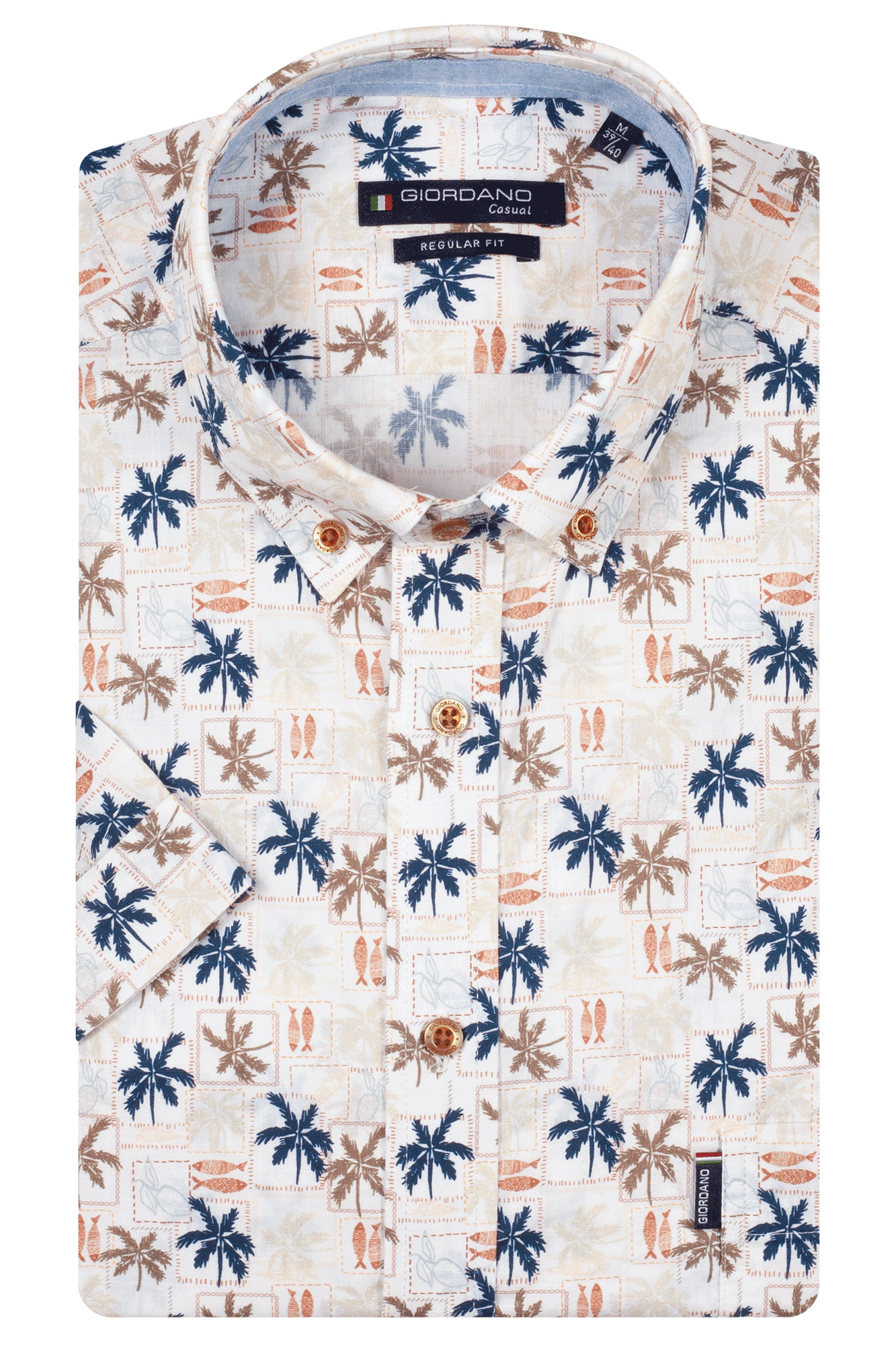 Giordano Palm Print Shirt - Dark Red