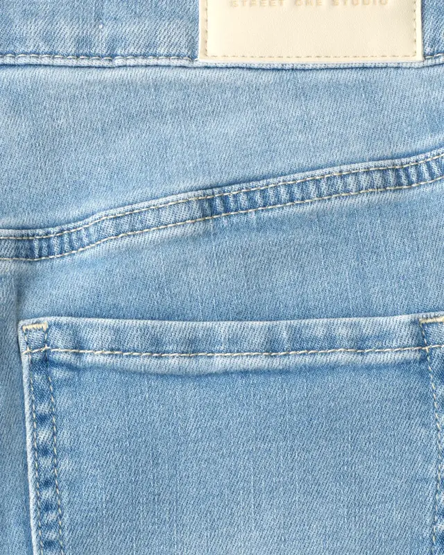 Street One Studio High Waist Barrel Leg Jeans - Mid Blue Wash