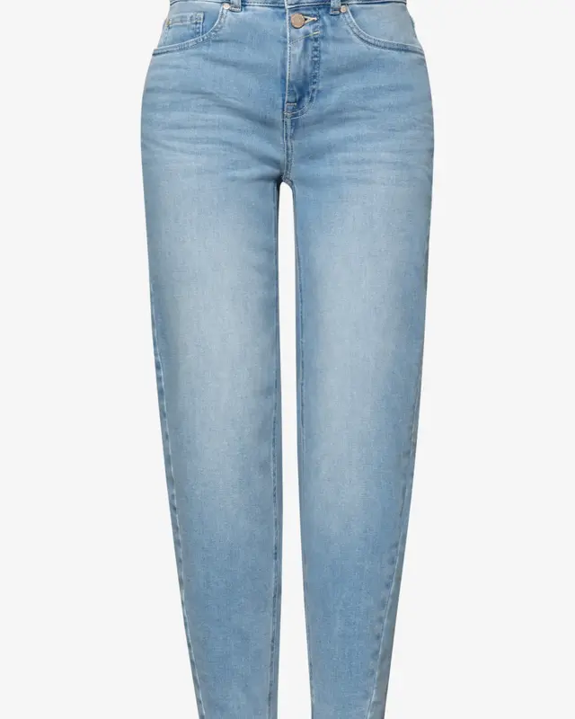 Street One Studio High Waist Barrel Leg Jeans - Mid Blue Wash