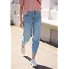 High Waist Barrel Leg Jeans - Mid Blue Wash
