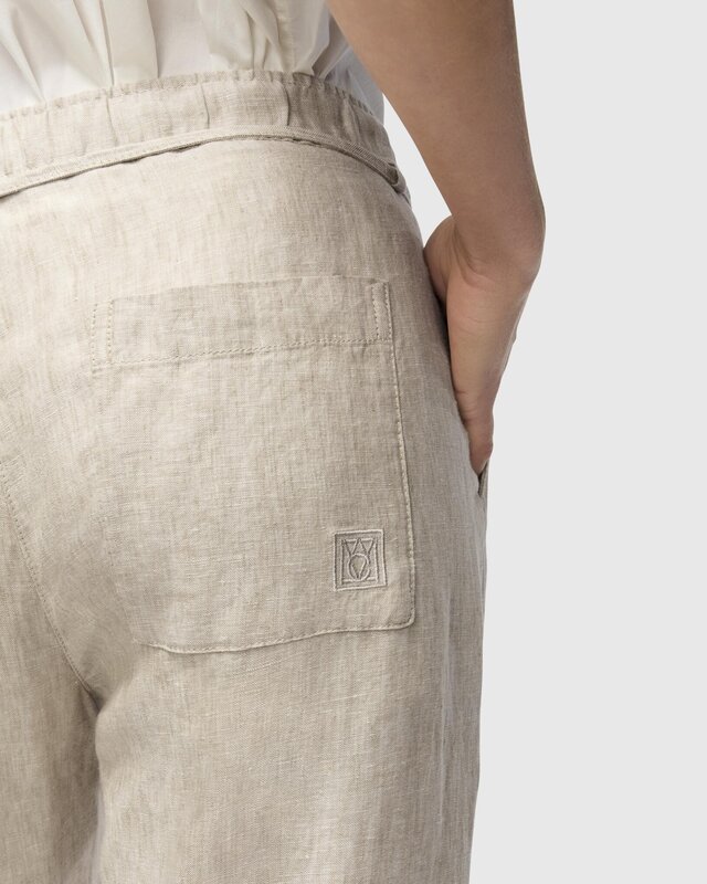 Mac Jeans  Leinen Hose Chiara Belt - Almond Beige Melange