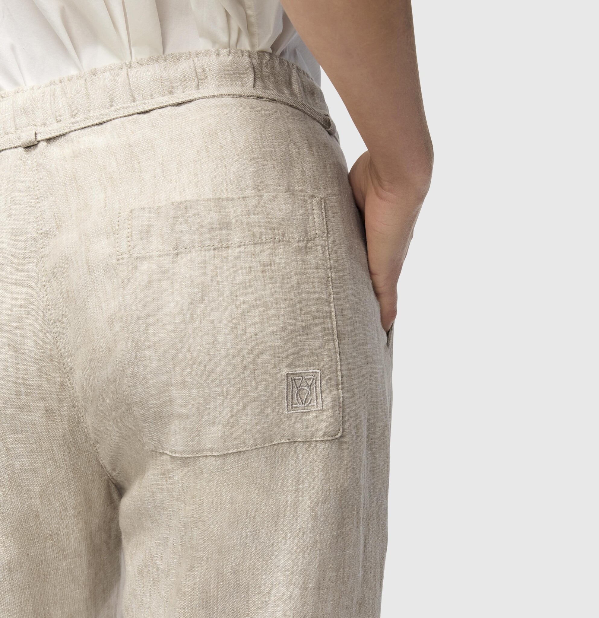 Mac Jeans  Leinen Hose Chiara Belt - Almond Beige Melange
