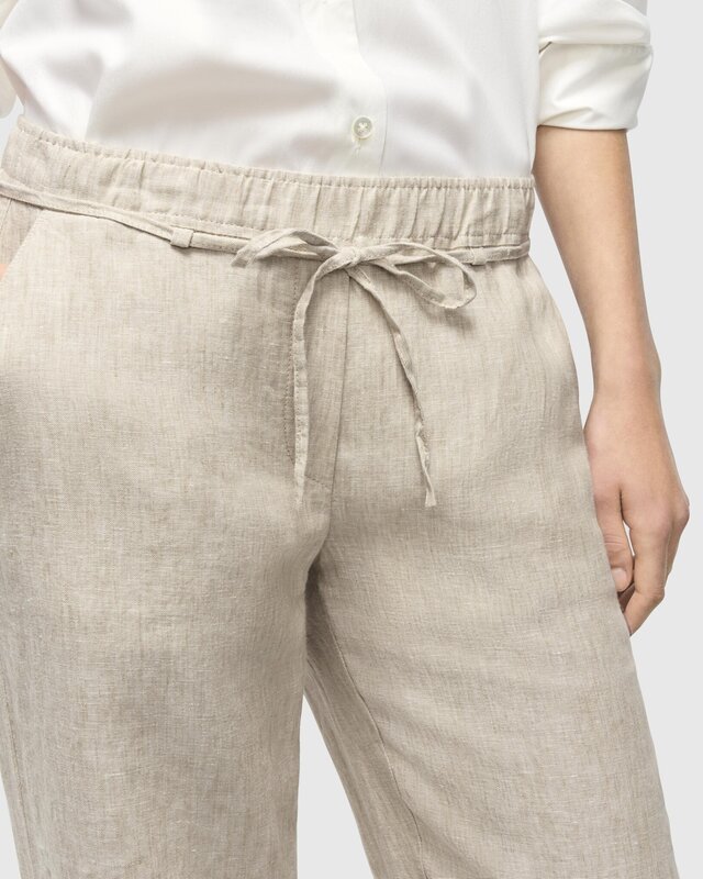 Mac Jeans Linnen Broek Chiara Belt - Almond Beige Melange