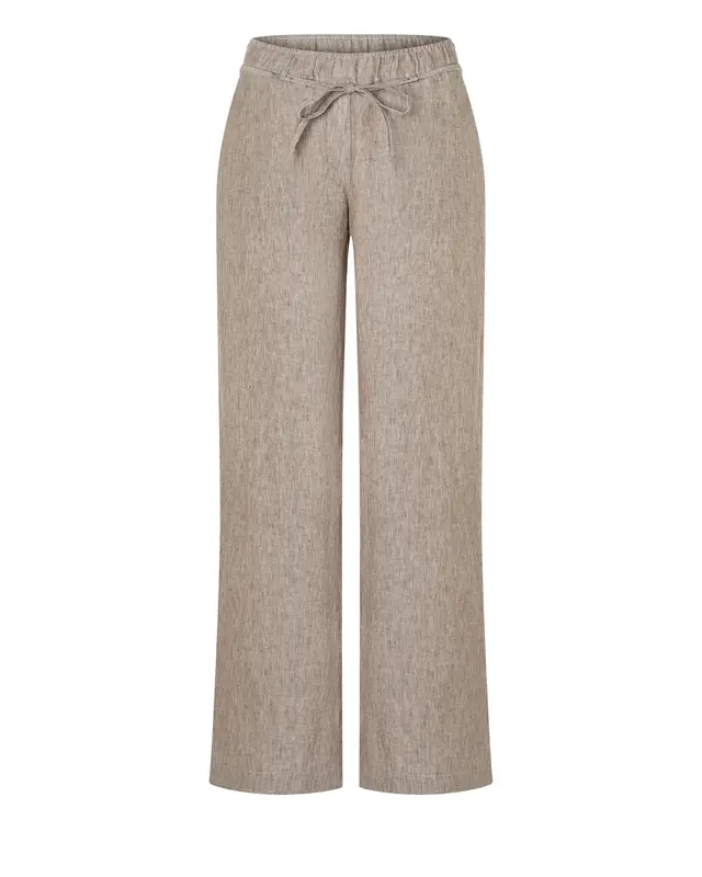 Mac Jeans  Linnen Broek Chiara Belt - Sanddrift Melange