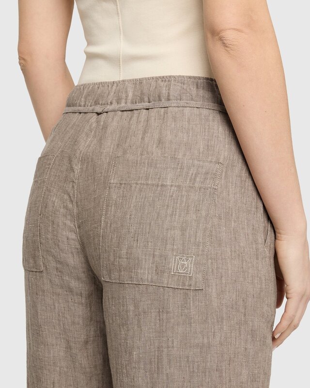 Mac Jeans  Leinen Hose Chiara Belt - Sanddrift Melange