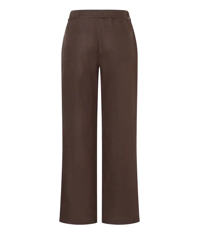 Mac Jeans  Linnen Broek Chiara Belt - Truffle Brown
