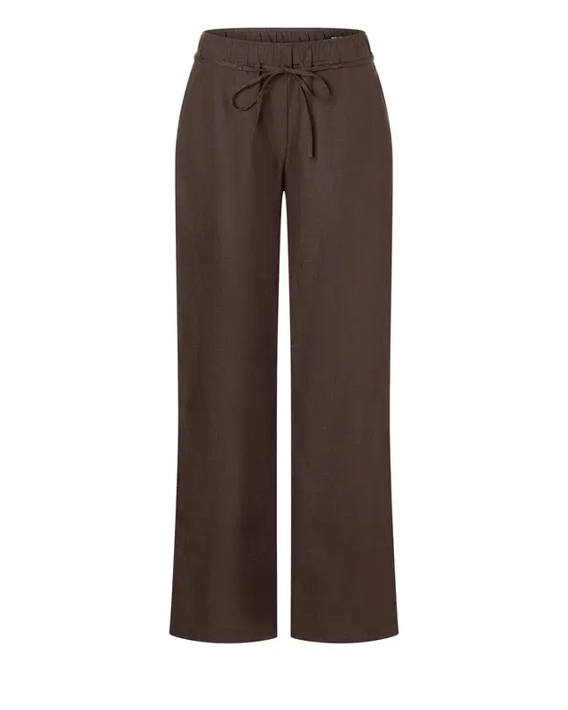 Mac Jeans  Linen Pants Chiara Belt - Truffle Brown