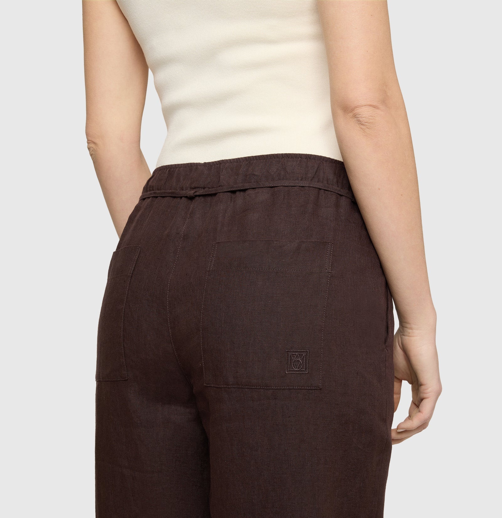 Mac Jeans  Leinen Hose Chiara Belt - Truffle Brown