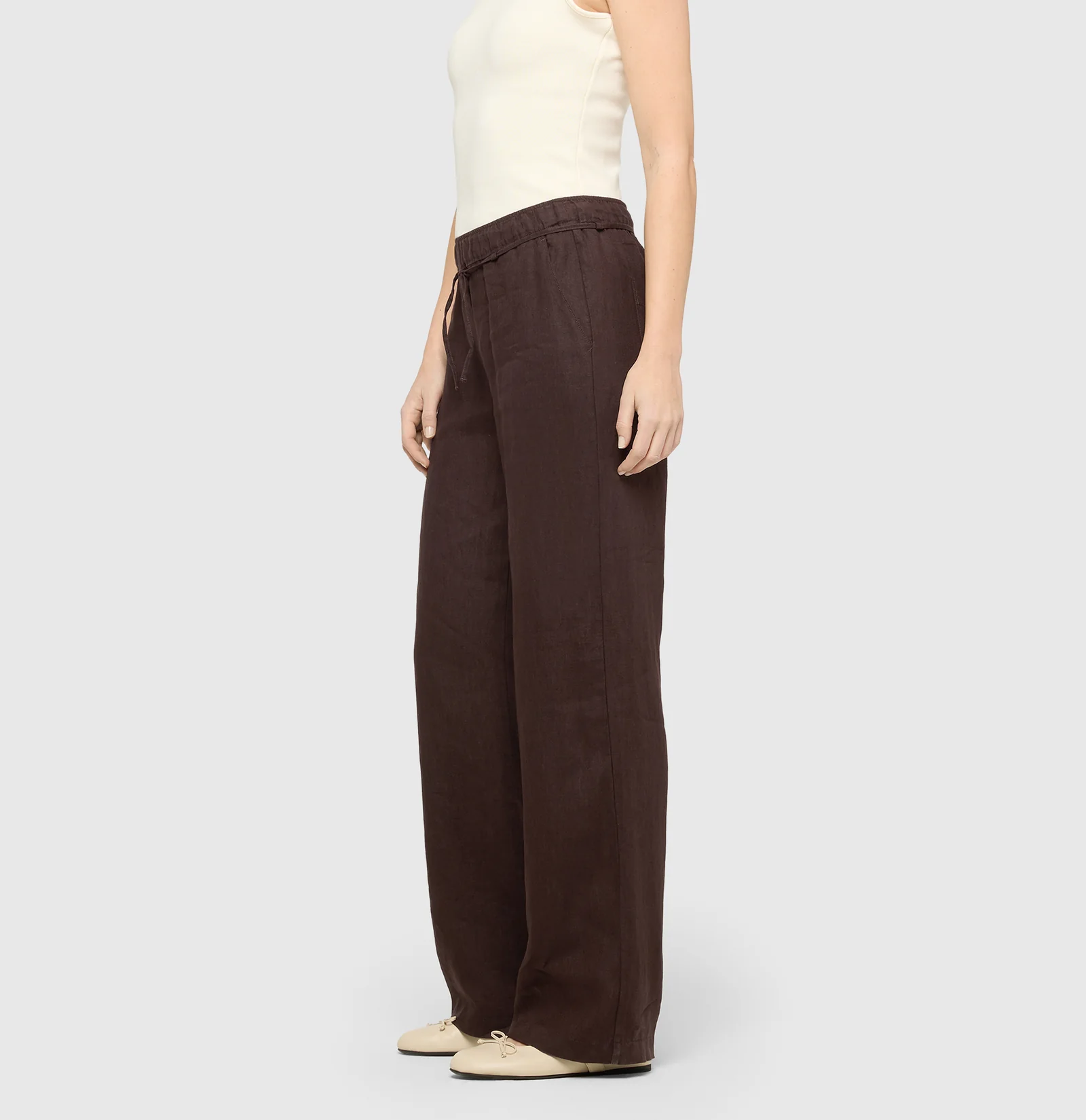 Mac Jeans  Linnen Broek Chiara Belt - Truffle Brown