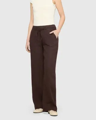 Mac Jeans  Leinen Hose Chiara Belt - Truffle Brown