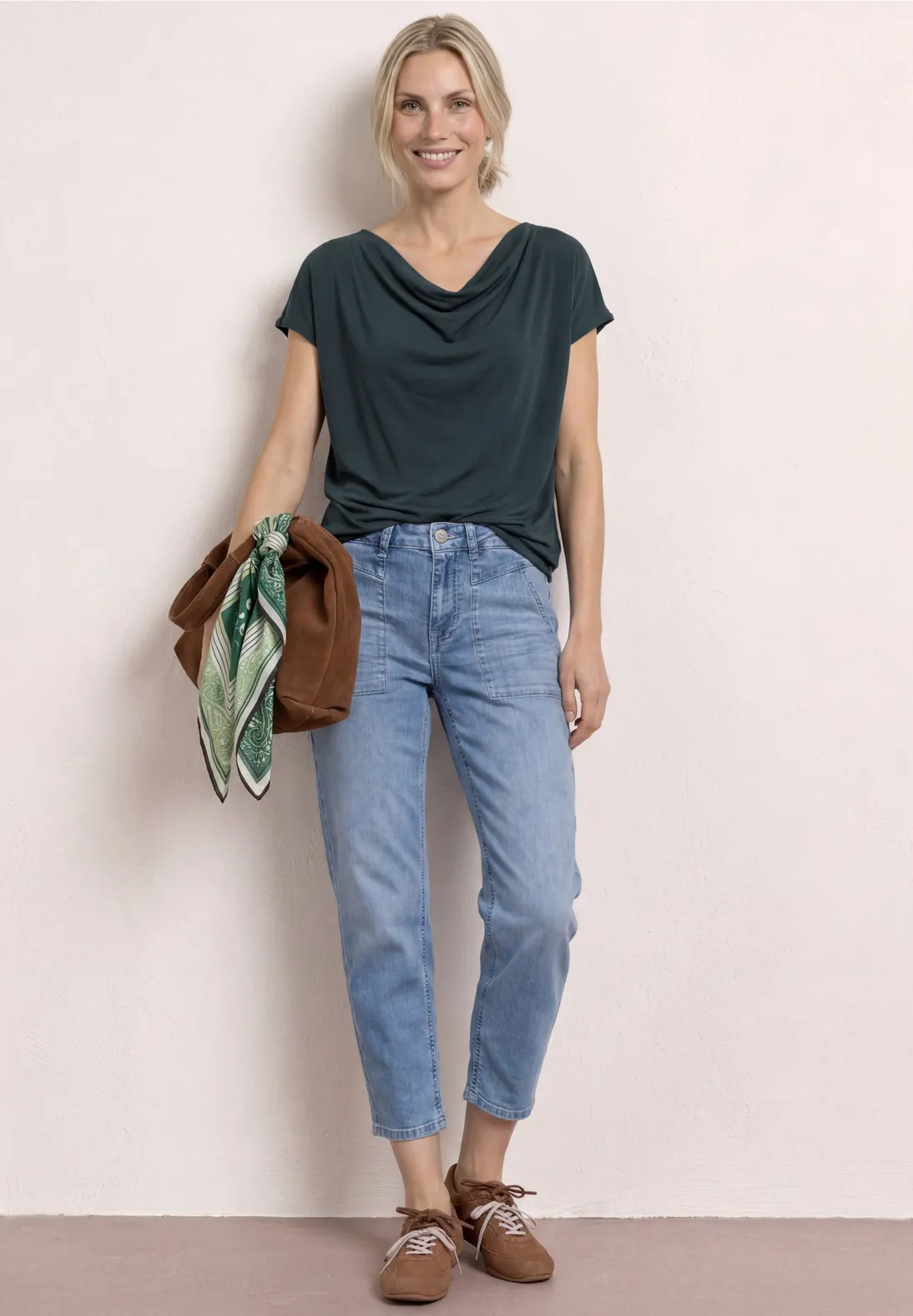 Street One Shirt Wasserfallausschnitt - Deep Bound Green