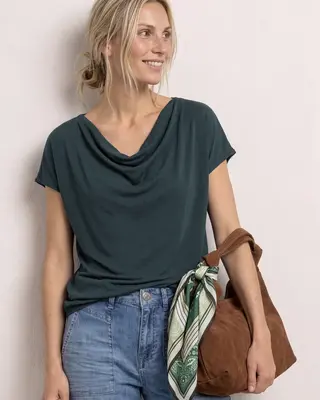 Street One Shirt Waterval Hals - Deep Bound Green