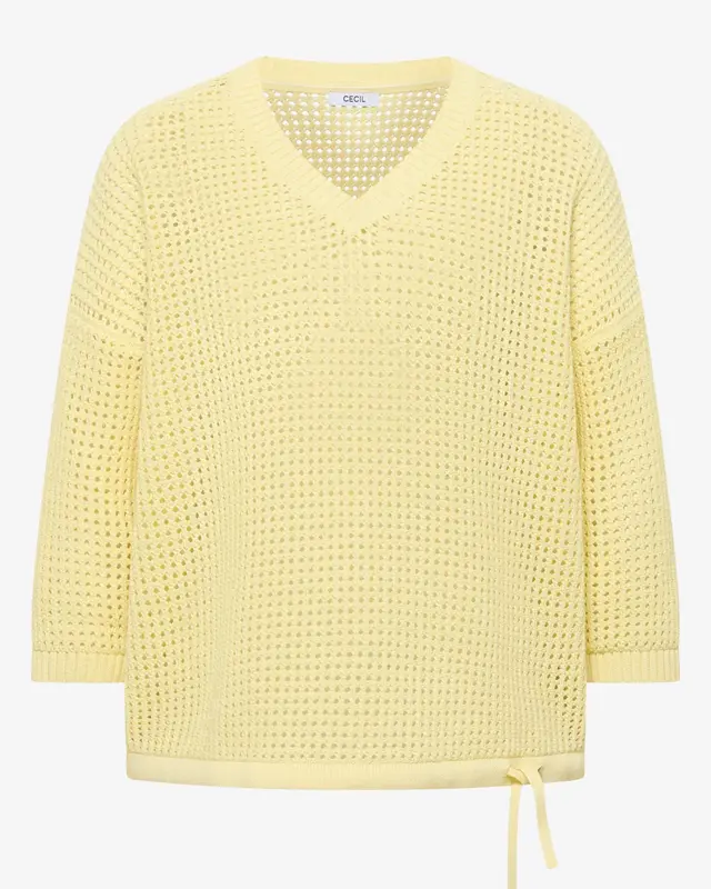 Cecil Trui Gehaakte Look - Light Buttermilk Yellow