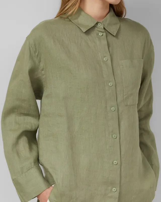 S. Oliver Leinen Bluse - Olive Green