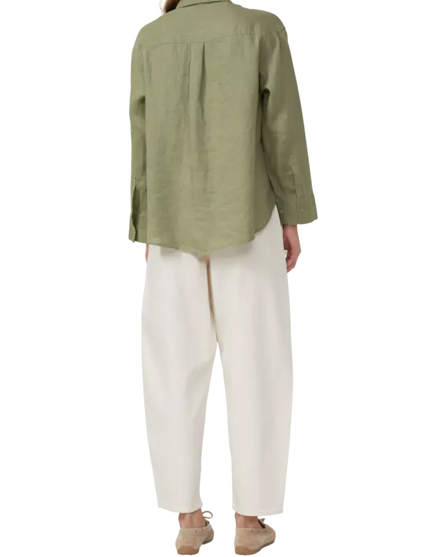 S. Oliver Leinen Bluse - Olive Green