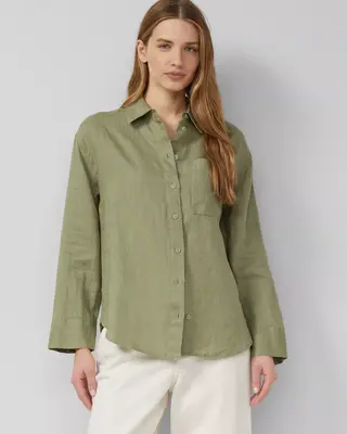 S. Oliver Linen Bluse - Olive Green