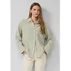 Leinenmix Streifen Bluse - Olive Green