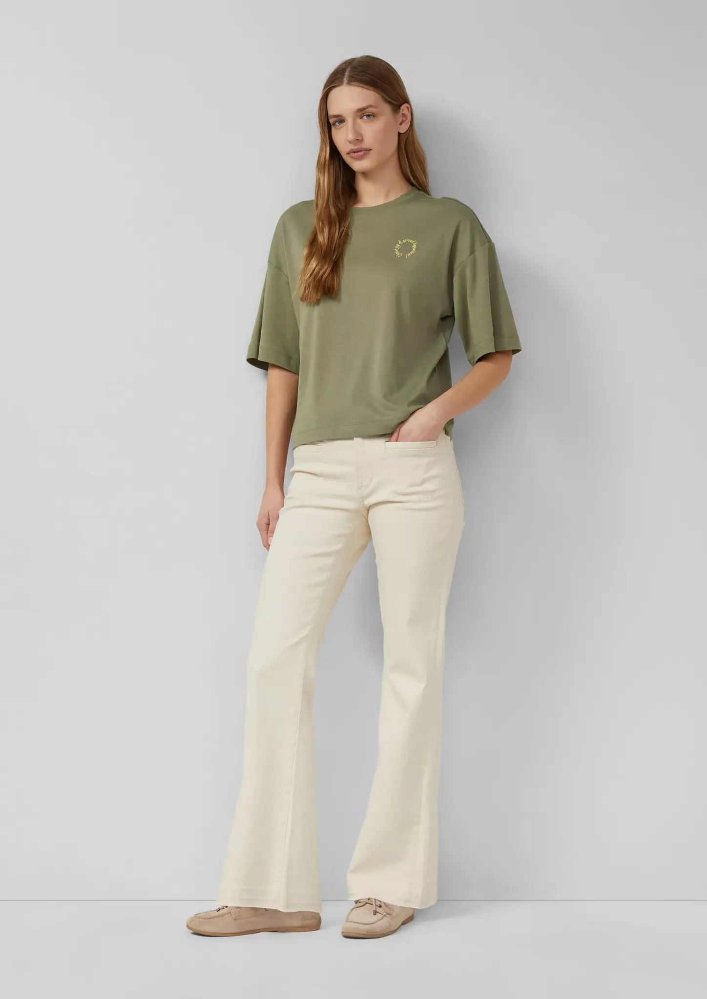 S. Oliver Relaxed Fit T-Shirt, Backprint - Olive Green