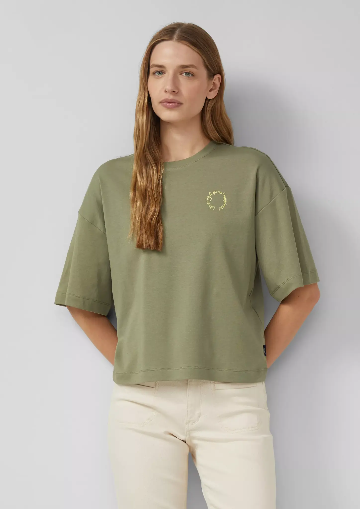 S. Oliver Relaxed Fit T-Shirt, Backprint - Olive Green