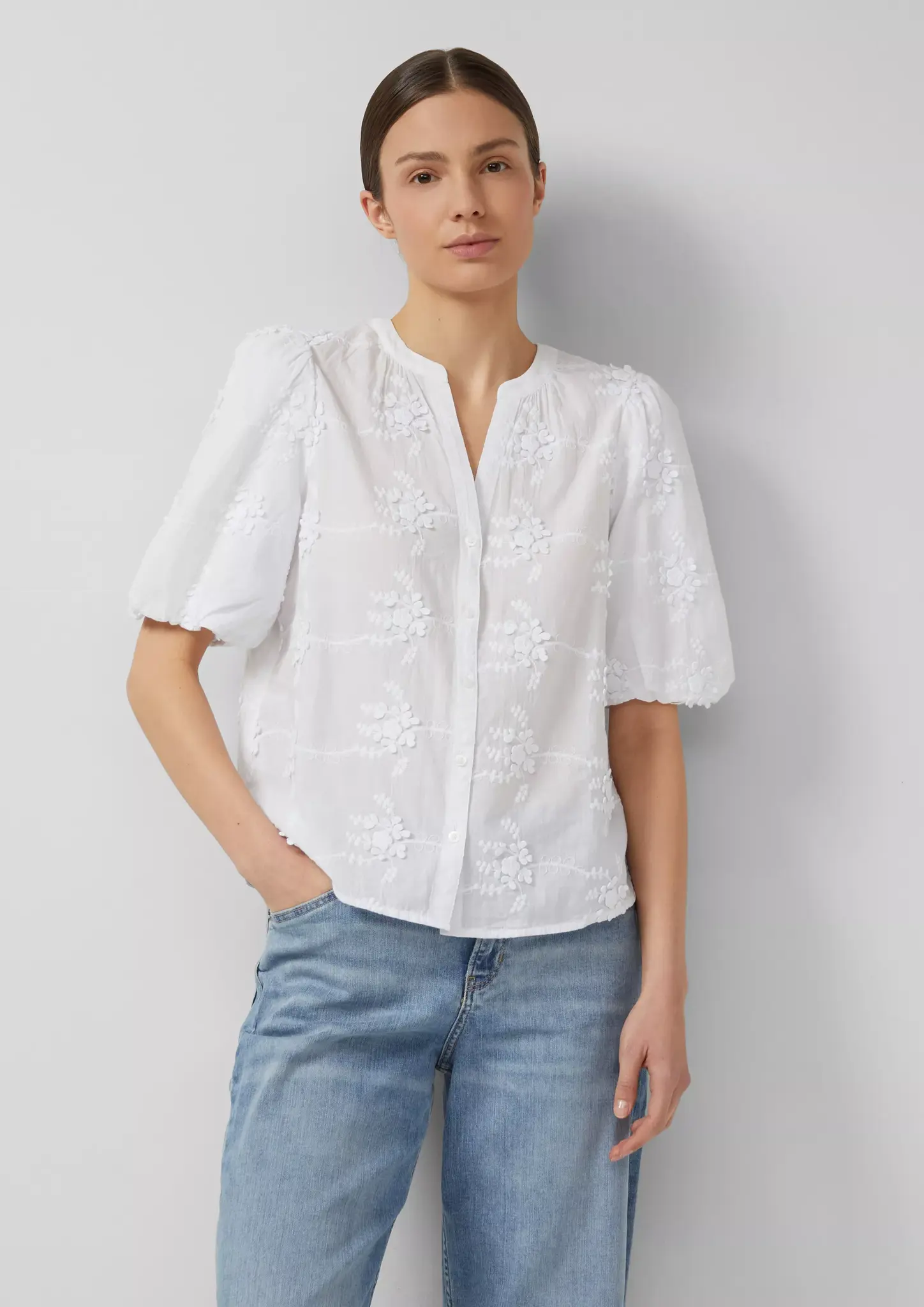 S. Oliver Blouse 3D-Borduursel - White